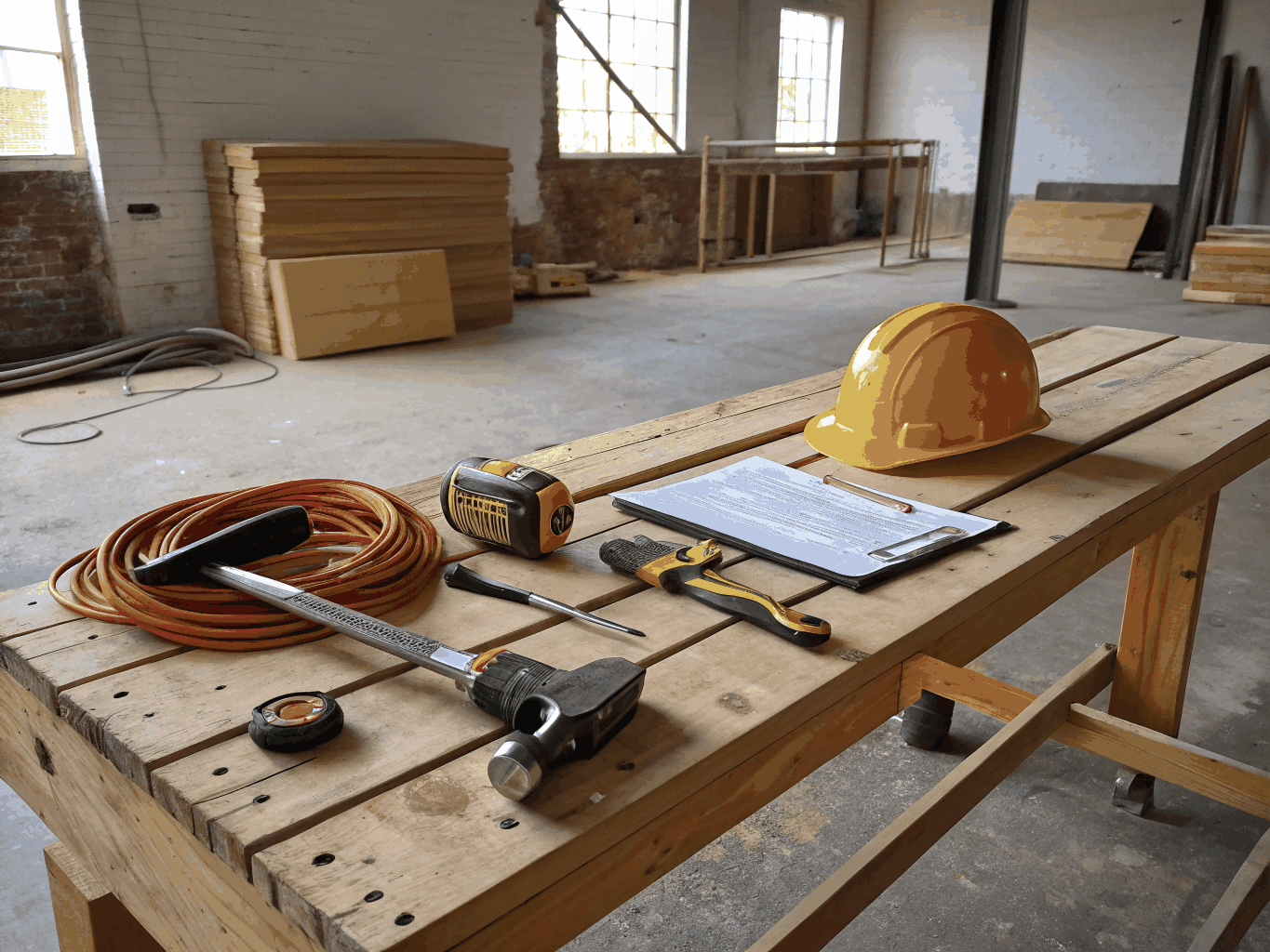 Workshop with tools
